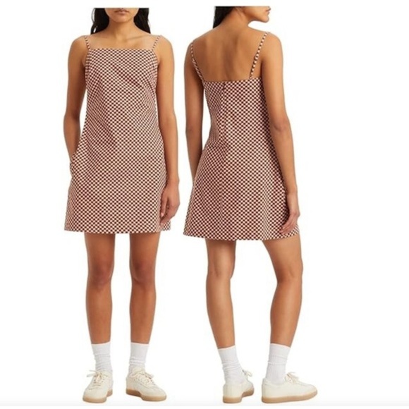 Levi’s DANNY Geo cherry Mahogany Print print cotton twill Dress size small new - Picture 2 of 4